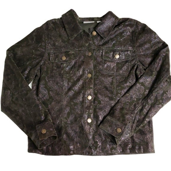 Erin London Dark Green Embosed Jacket - M - Picture 1 of 14